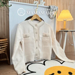 MAMAMARA - Cardigan Wol Rajut Korean Style Lis Full Mutiara